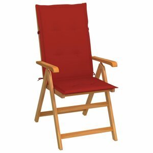 Skládací zahradní židle s poduškami teak / látka Dekorhome Červená,Skládací zahradní židle s poduškami teak / látka Dekorhome Červená