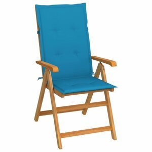 Skládací zahradní židle s poduškami teak / látka Dekorhome Světle modrá,Skládací zahradní židle s poduškami teak / látka Dekorhome Světle modrá