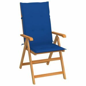 Skládací zahradní židle s poduškami teak / látka Dekorhome Tmavě modrá,Skládací zahradní židle s poduškami teak / látka Dekorhome Tmavě modrá