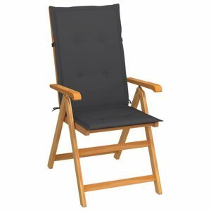 Skládací zahradní židle s poduškami teak / látka Dekorhome Antracit,Skládací zahradní židle s poduškami teak / látka Dekorhome Antracit