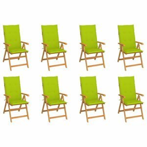 Zahradní polohovací židle 8 ks akácie / látka Dekorhome Světle zelená,Zahradní polohovací židle 8 ks akácie / látka Dekorhome Světle zelená
