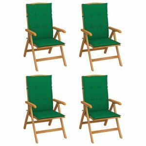 Zahradní židle 4 ks teak / látka Dekorhome Tmavě zelená,Zahradní židle 4 ks teak / látka Dekorhome Tmavě zelená
