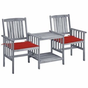 Zahradní židle se stolkem akácie / látka Dekorhome Červená,Zahradní židle se stolkem akácie / látka Dekorhome Červená