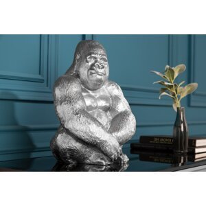 Dekorační socha gorila ZHAM Dekorhome Stříbrná,Dekorační socha gorila ZHAM Dekorhome Stříbrná