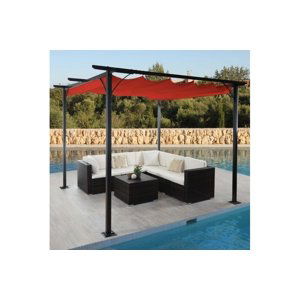 Pergola se stahovací střechou 3,5x3,5 m Dekorhome Cihlová,Pergola se stahovací střechou 3,5x3,5 m Dekorhome Cihlová