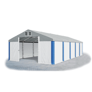 Garážový stan 4x8x2m střecha PVC 560g/m2 boky PVC 500g/m2 konstrukce ZIMA Bílá Šedá Modré,Garážový stan 4x8x2m střecha PVC 560g/m2 boky PVC 500g/m2 ko
