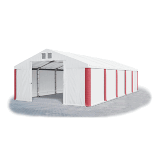Garážový stan 4x8x2,5m střecha PVC 560g/m2 boky PVC 500g/m2 konstrukce ZIMA Bílá Bílá Červené,Garážový stan 4x8x2,5m střecha PVC 560g/m2 boky PVC 500g