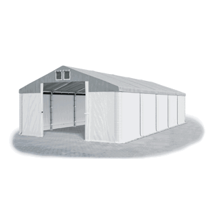 Garážový stan 4x8x2,5m střecha PVC 560g/m2 boky PVC 500g/m2 konstrukce ZIMA Bílá Šedá Bílé,Garážový stan 4x8x2,5m střecha PVC 560g/m2 boky PVC 500g/m2