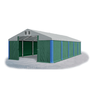 Garážový stan 4x8x2,5m střecha PVC 560g/m2 boky PVC 500g/m2 konstrukce ZIMA Zelená Šedá Modré,Garážový stan 4x8x2,5m střecha PVC 560g/m2 boky PVC 500g