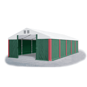 Garážový stan 6x8x2,5m střecha PVC 560g/m2 boky PVC 500g/m2 konstrukce ZIMA Zelená Bílá Červené,Garážový stan 6x8x2,5m střecha PVC 560g/m2 boky PVC 50