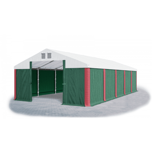 Garážový stan 6x10x2,5m střecha PVC 560g/m2 boky PVC 500g/m2 konstrukce ZIMA Zelená Bílá Červené,Garážový stan 6x10x2,5m střecha PVC 560g/m2 boky PVC