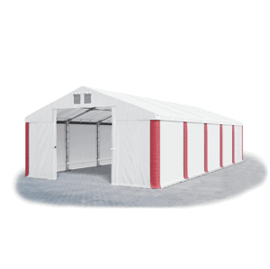 Garážový stan 8x8x4m střecha PVC 560g/m2 boky PVC 500g/m2 konstrukce ZIMA Bílá Bílá Červené,Garážový stan 8x8x4m střecha PVC 560g/m2 boky PVC 500g/m2