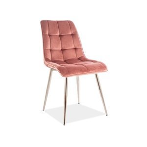 Jídelní židle CHIC VELVET stříbrná Světle růžová,Jídelní židle CHIC VELVET stříbrná Světle růžová