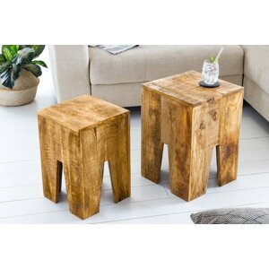 Odkládací stolek 2 ks DAMASEN Dekorhome Mangovníkové dřevo,Odkládací stolek 2 ks DAMASEN Dekorhome Mangovníkové dřevo