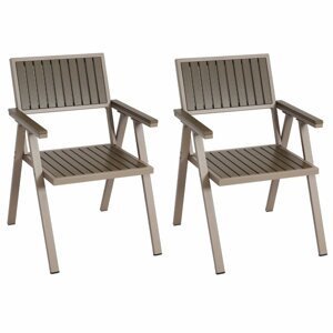 Zahradní židle 2 ks Krémová / šedá,Zahradní židle 2 ks Krémová / šedá