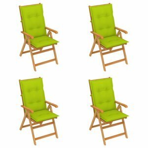 Skládací zahradní židle 4 ks s poduškami Dekorhome Světle zelená,Skládací zahradní židle 4 ks s poduškami Dekorhome Světle zelená