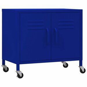Plechová skříňka s kolečkami Dekorhome Modrá,Plechová skříňka s kolečkami Dekorhome Modrá
