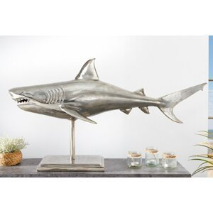 Dekorační socha žralok AMEIS 100 cm Dekorhome Stříbrná,Dekorační socha žralok AMEIS 100 cm Dekorhome Stříbrná