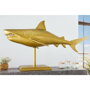 Dekorační socha žralok AMEIS 100 cm Dekorhome Zlatá,Dekorační socha žralok AMEIS 100 cm Dekorhome Zlatá