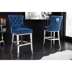 Chesterfield barová židle FRIXON Dekorhome Modrá,Chesterfield barová židle FRIXON Dekorhome Modrá