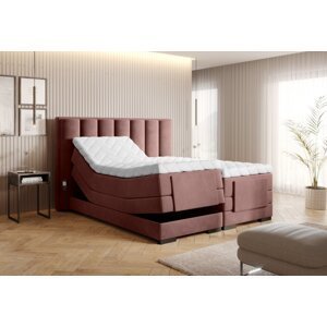 Elektrická polohovací boxspringová postel VERONA 160 Lukso 24 - růžová,Elektrická polohovací boxspringová postel VERONA 160 Lukso 24 - růžová
