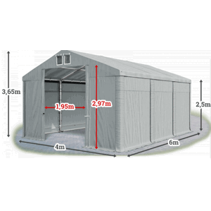 Skladový stan 4x6m PROFI Šedá,Skladový stan 4x6m PROFI Šedá