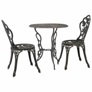 Zahradní bistro set 3 ks litý hliník Dekorhome Bronzová,Zahradní bistro set 3 ks litý hliník Dekorhome Bronzová