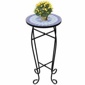 Mozaikový stolek na květiny keramika Dekorhome Modrá,Mozaikový stolek na květiny keramika Dekorhome Modrá