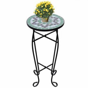 Mozaikový stolek na květiny keramika Dekorhome Zelená,Mozaikový stolek na květiny keramika Dekorhome Zelená