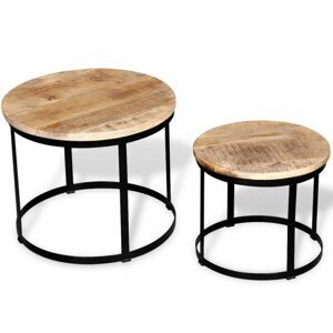 Konferenční stolek 2 ks dřevo / kov Dekorhome Mangovníkové dřevo,Konferenční stolek 2 ks dřevo / kov Dekorhome Mangovníkové dřevo