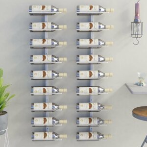 Nástěnný stojan na víno na 18 lahví 2 ks Dekorhome Bílá,Nástěnný stojan na víno na 18 lahví 2 ks Dekorhome Bílá