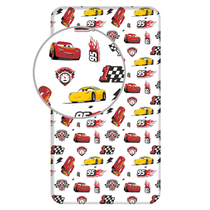 Jerry Fabrics Bavlněné napínací prostěradlo 90x200 + 25 cm - Cars 3 "McQueen"