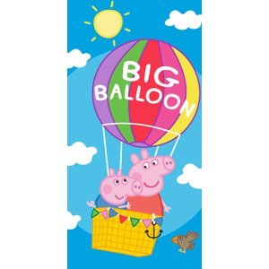 TipTrade Bavlněná froté osuška 70x140 cm - Prasátko Peppa Tomík v balónu