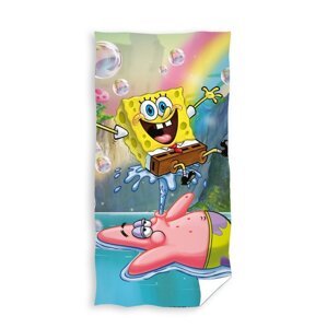 Carbotex Bavlněná froté osuška 70x140 cm - Sponge Bob Vodotrysk