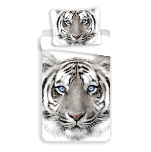 Jerry Fabrics Bavlněné povlečení 140x200 + 70x90 cm - Bílý tygr