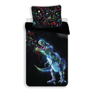 Jerry Fabrics Bavlněné povlečení 140x200 + 70x90cm - Dinosaur Black