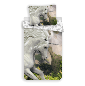 Jerry Fabrics Bavlněné povlečení 140x200 + 70x90 cm - Unicorn"White"