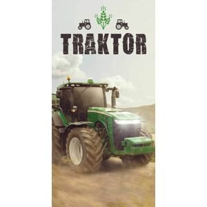 Jerry Fabrics Bavlněná froté osuška 70x140 cm - Traktor "green"