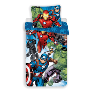Jerry Fabrics Bavlněné povlečení 140x200 + 70x90 cm - Avengers "Brands 02"