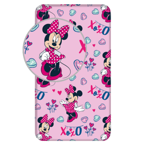 Jerry Fabrics Pružné napínací prostěradlo bavlna Minnie "XOXO" 90x200