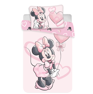 Jerry Fabrics Povlečení do postýlky 100x135 + 40x60 cm - Minnie "Pink heart 02" baby