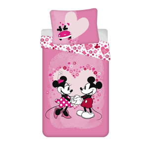 Jerry Fabrics Povlečení z mikrovlákna 140x200 + 70x90 cm - Mickey a Minnie "Love micro"