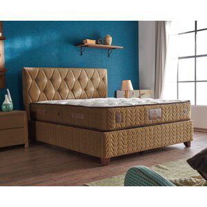 Čalouněná postel CASHMERE s matrací - zlatá 90 × 200 cm