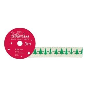 Bavlněná stuha 1.5cm x 3m - vánoční stromek (dekorační stuhy)