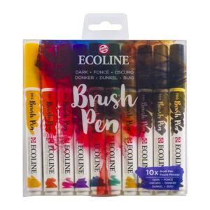 Akvarelové tužky Ecoline Brush Pen Dark | Sada 10 kusů