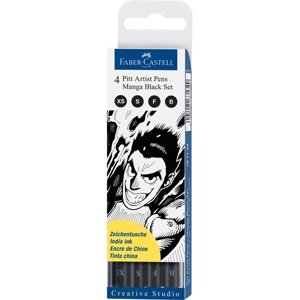 PITT umělecké pera Manga Black set. Etui 4ks [B. F. S. XS] (Faber Castel)