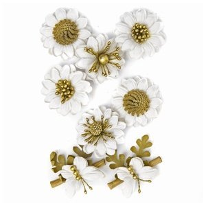 3D Papírové květy bílé / 8 dílná sada (Papírové květy na dekorování)