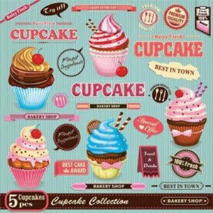 Ubrousky na dekupáž - Vintage Cupcake Poster - 1ks (ubrousky na dekupáž)