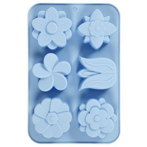 Silikonová forma květiny - 6 ks (odlévání z mýdla - betonu - sádry a)