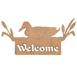 MDF výřez - nápis Welcome s kachnou - 45 cm (dekorace z MDF)